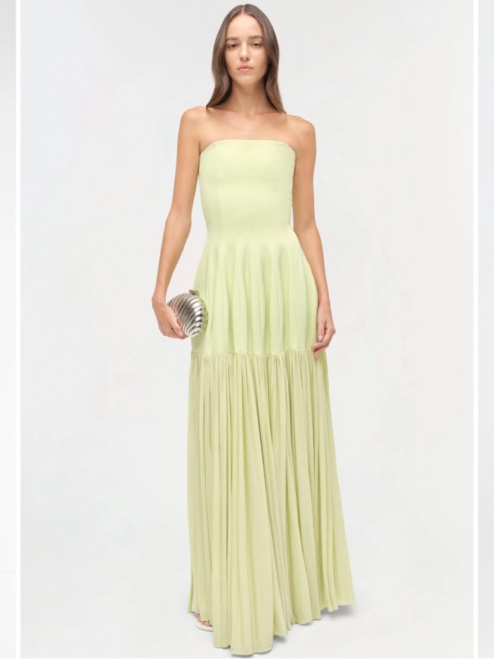 NWT SIMKHAI Sandrine Strapless Draped Jersey Bustier Midi Dress in Caledon Sz 8